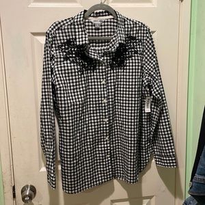 NWT Black gingham button down shirt